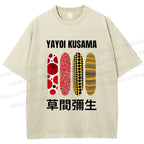 Unisex Yayoi Kusama Polka Dots Printed Washed Tee