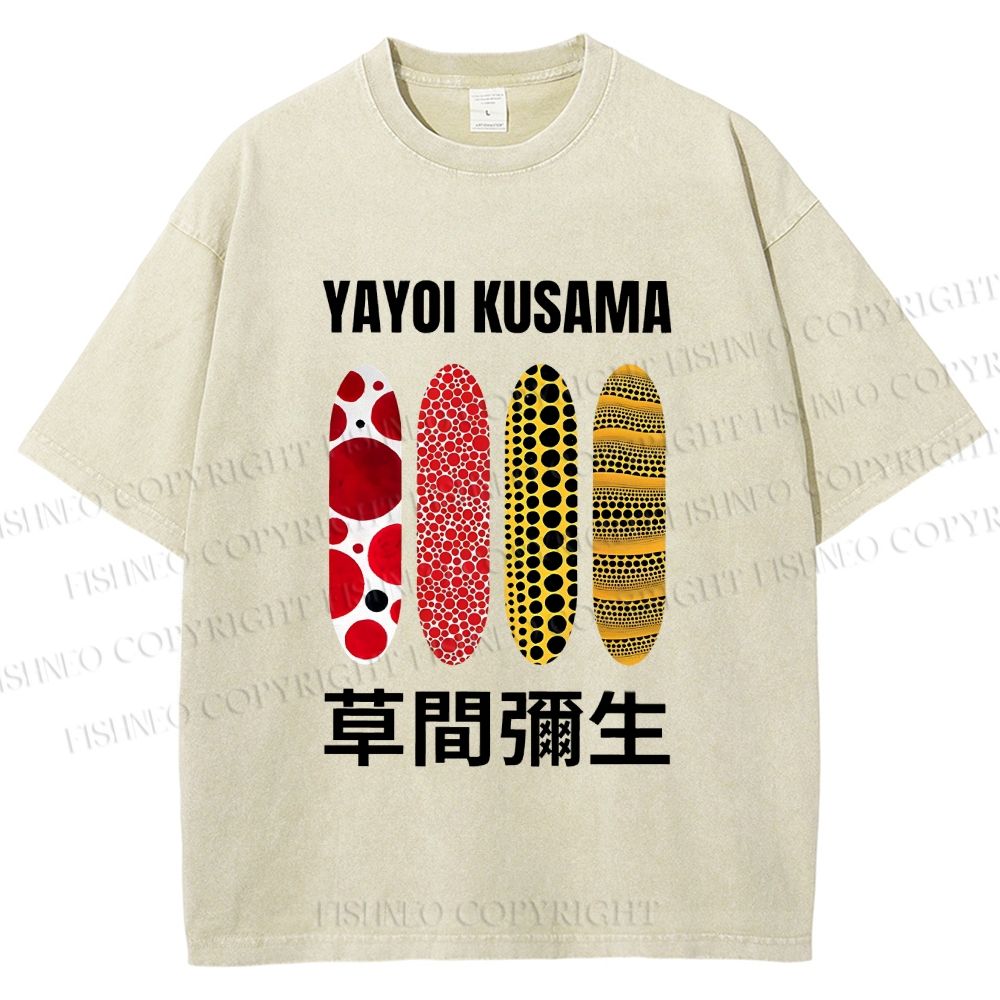 Unisex Yayoi Kusama Polka Dots Printed Washed Tee