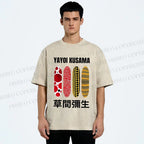 Unisex Yayoi Kusama Polka Dots Printed Washed Tee