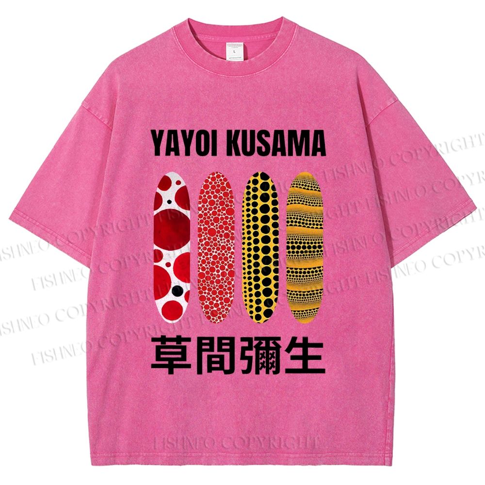Unisex Yayoi Kusama Polka Dots Printed Washed Tee