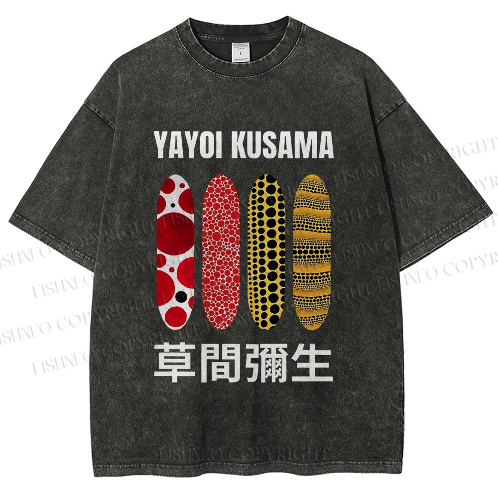 Unisex Yayoi Kusama Polka Dots Printed Washed Tee