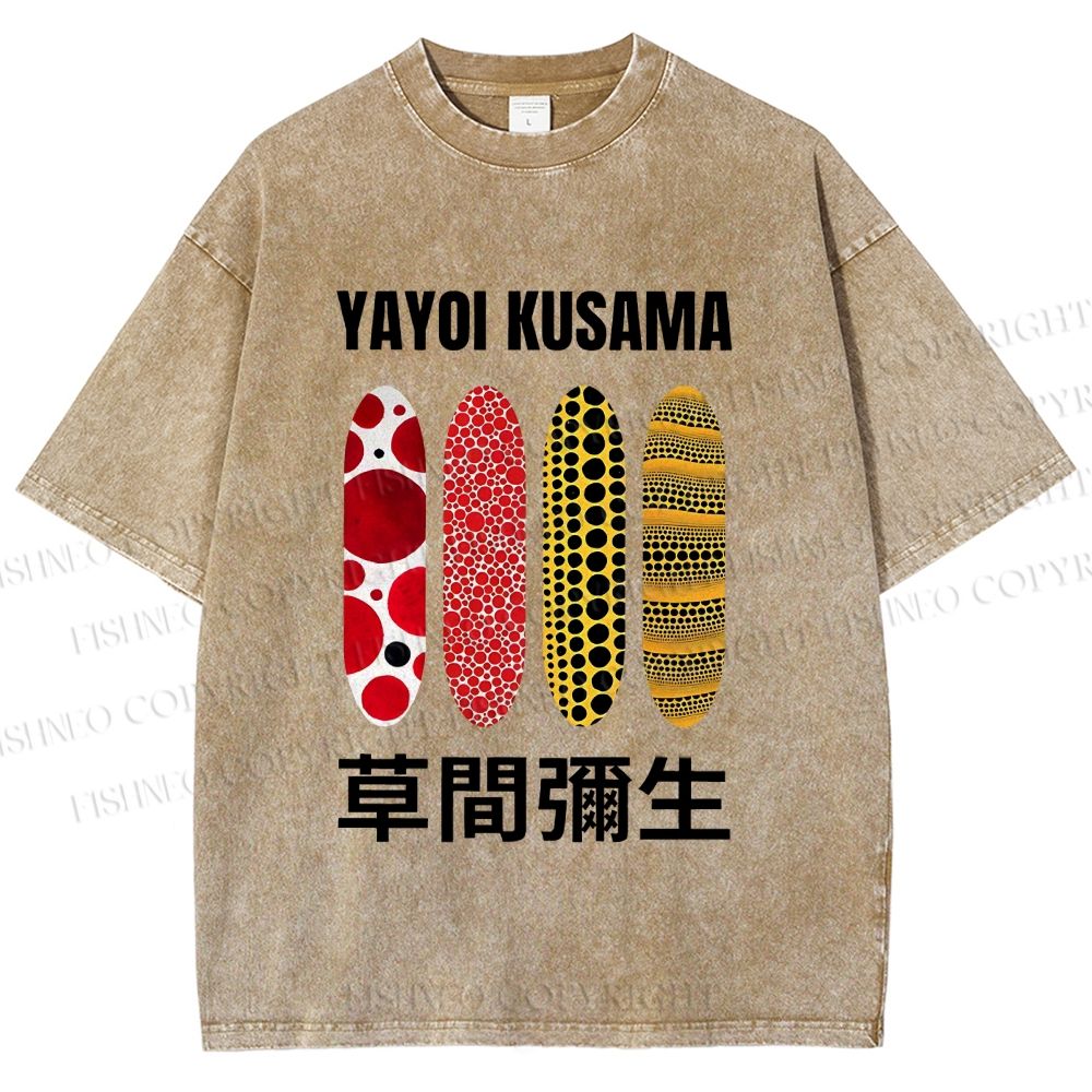 Unisex Yayoi Kusama Polka Dots Printed Washed Tee