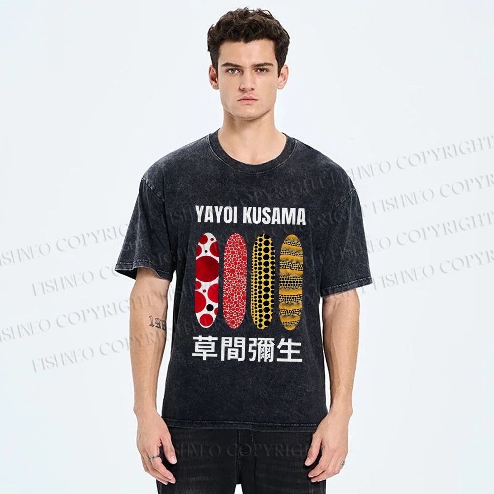 Unisex Yayoi Kusama Polka Dots Printed Washed Tee