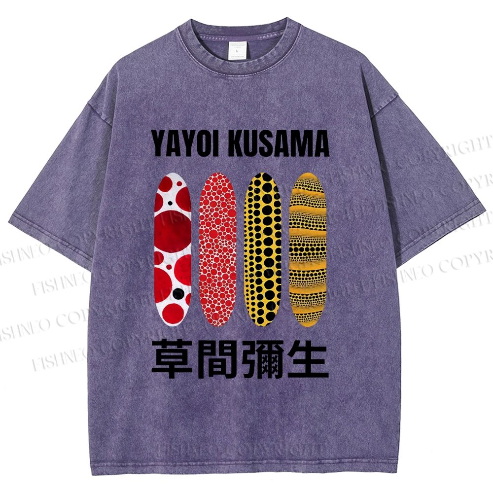 Unisex Yayoi Kusama Polka Dots Printed Washed Tee