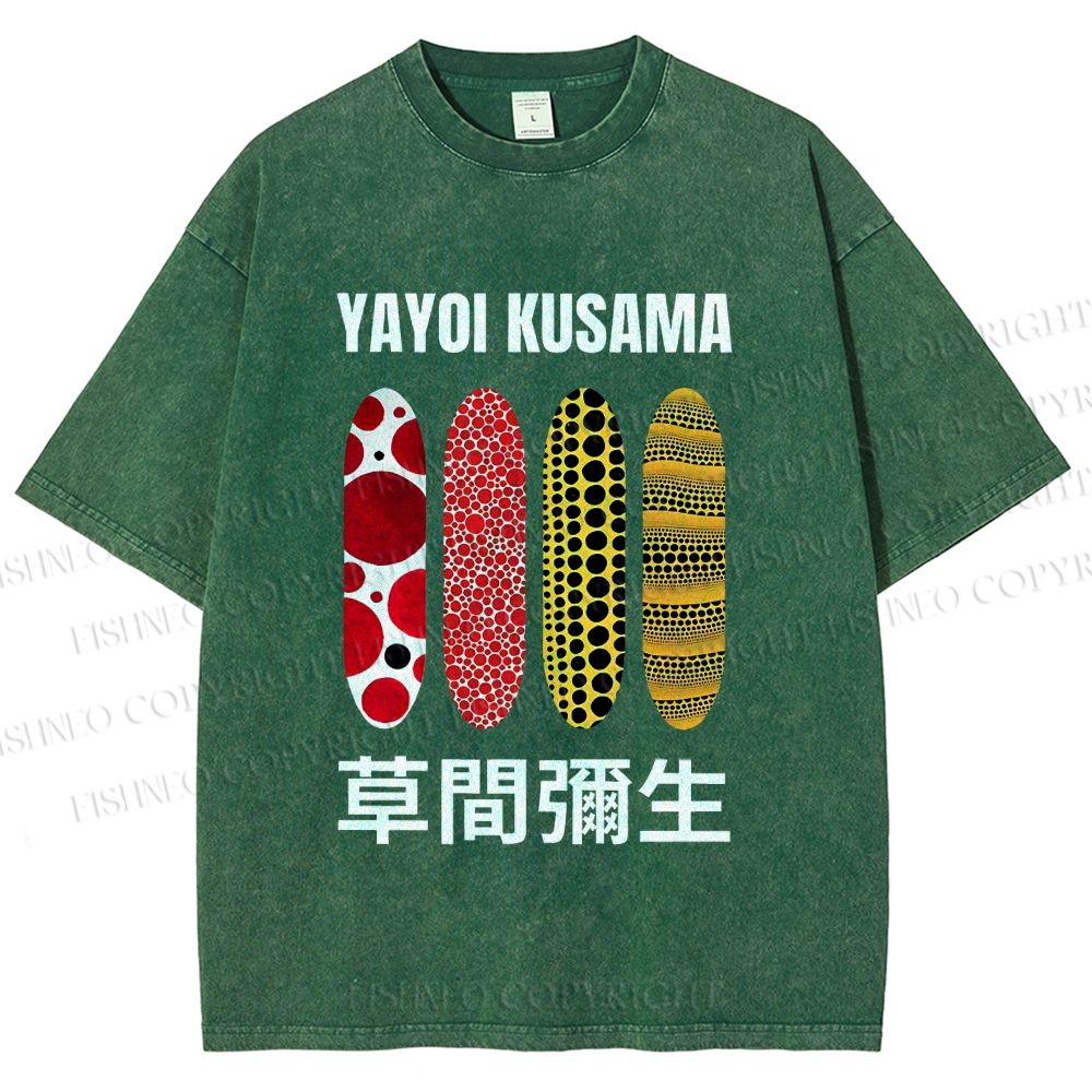 Unisex Yayoi Kusama Polka Dots Printed Washed Tee