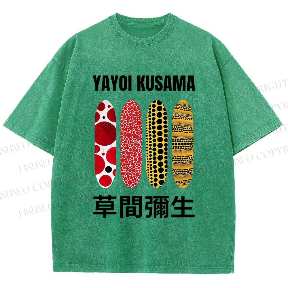Unisex Yayoi Kusama Polka Dots Printed Washed Tee