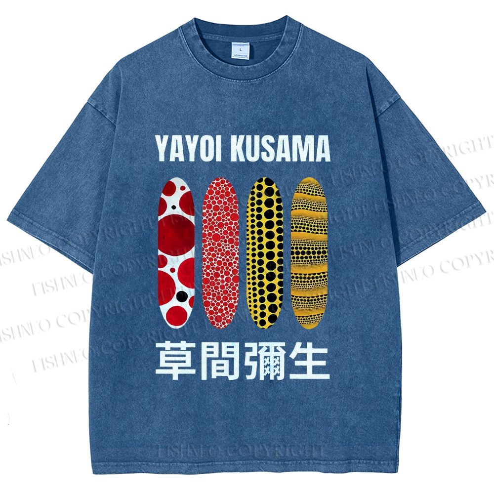 Unisex Yayoi Kusama Polka Dots Printed Washed Tee