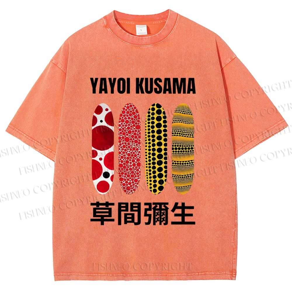 Unisex Yayoi Kusama Polka Dots Printed Washed Tee