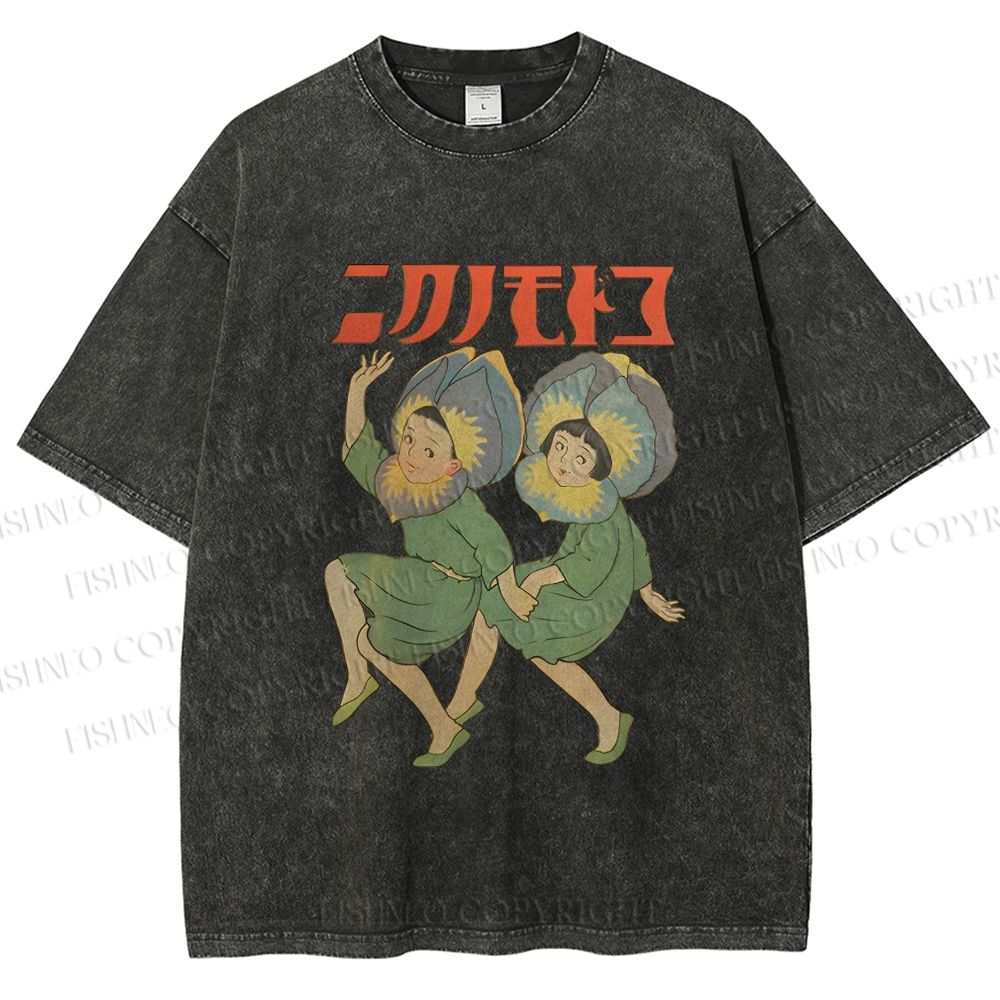 Unisex Dancing Girls Printed Washed Tee