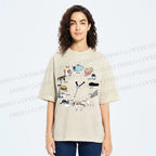 Unisex Cat's Daily Routine Printed Washed Tee