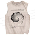 Unisex Bauhaus Rotating Circle Printed Washed Tank Top