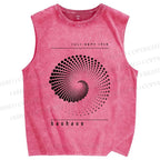 Unisex Bauhaus Rotating Circle Printed Washed Tank Top