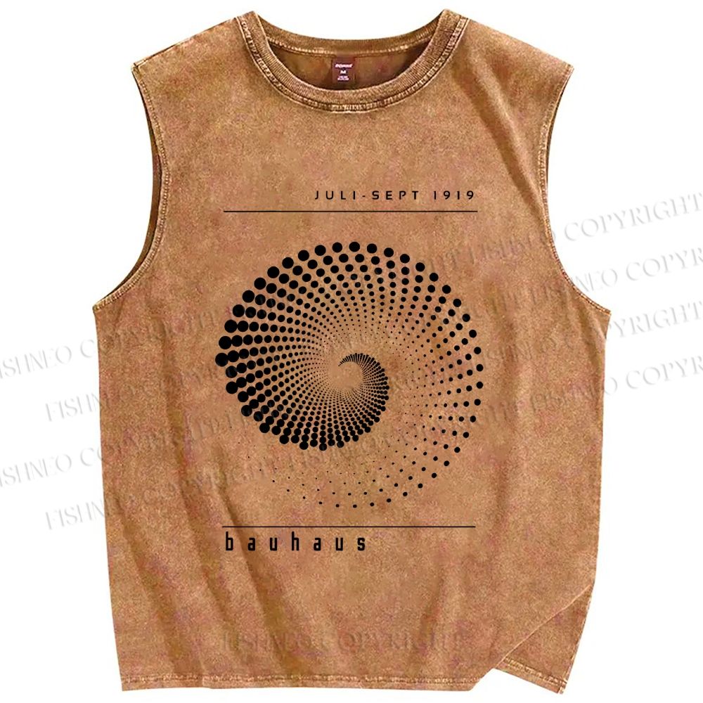 Unisex Bauhaus Rotating Circle Printed Washed Tank Top