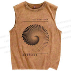 Unisex Bauhaus Rotating Circle Printed Washed Tank Top