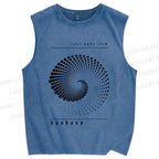 Unisex Bauhaus Rotating Circle Printed Washed Tank Top