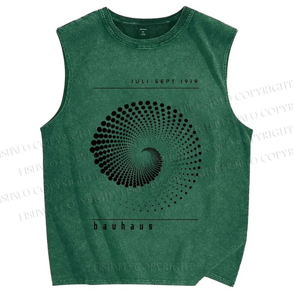 Unisex Bauhaus Rotating Circle Printed Washed Tank Top