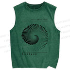 Unisex Bauhaus Rotating Circle Printed Washed Tank Top