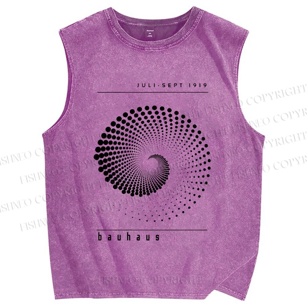 Unisex Bauhaus Rotating Circle Printed Washed Tank Top