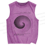 Unisex Bauhaus Rotating Circle Printed Washed Tank Top