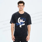 Unisex Cat Time Printed Washed Tee