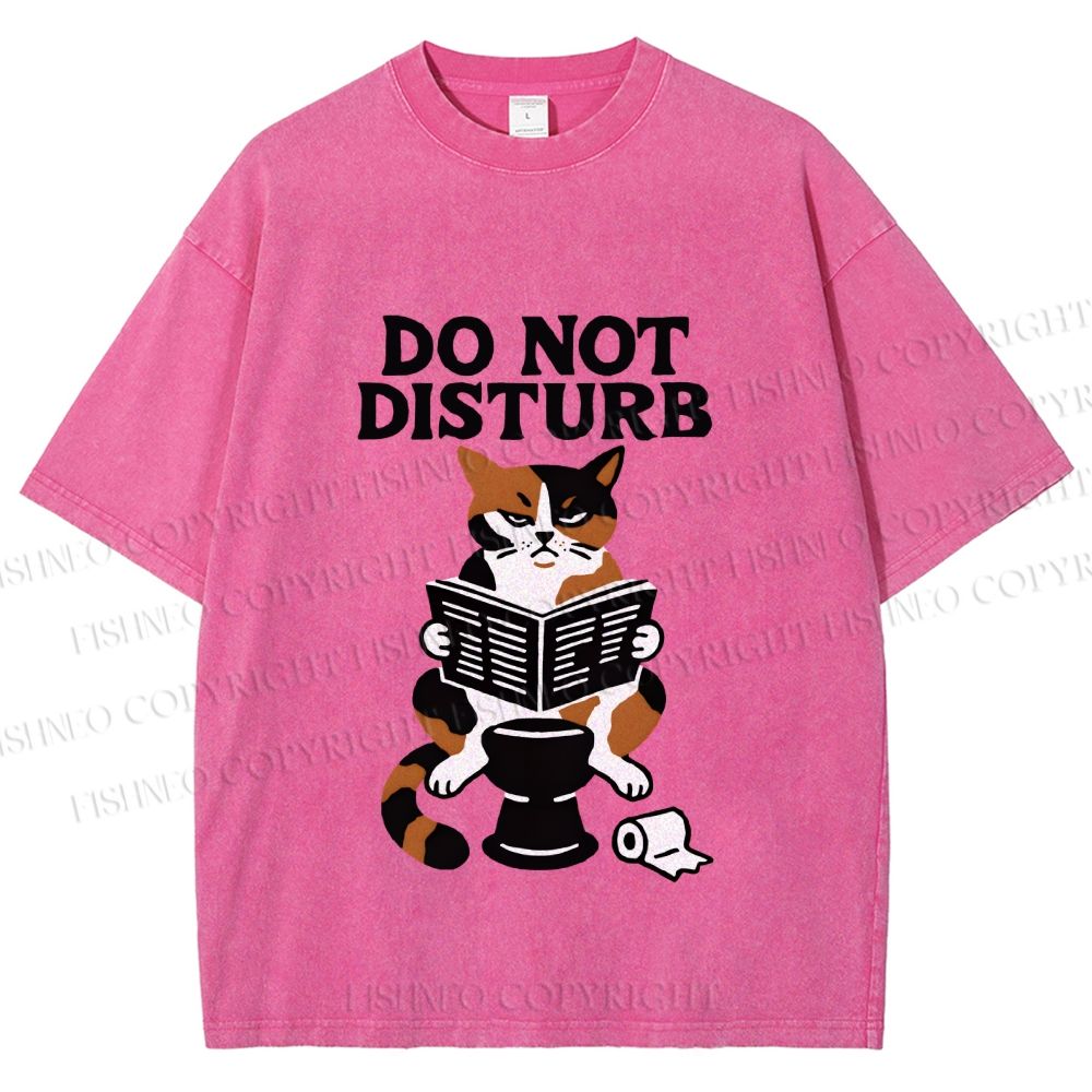 Unisex Do Not Disturb Cat on Toilet Printed Washed Tee