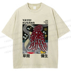 Unisex Yayoi Kusama Octopus Printed Washed Tee