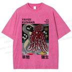 Unisex Yayoi Kusama Octopus Printed Washed Tee