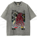 Unisex Yayoi Kusama Octopus Printed Washed Tee