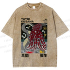Unisex Yayoi Kusama Octopus Printed Washed Tee