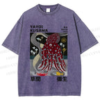 Unisex Yayoi Kusama Octopus Printed Washed Tee