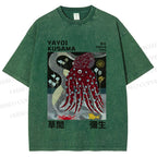 Unisex Yayoi Kusama Octopus Printed Washed Tee