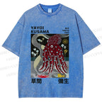 Unisex Yayoi Kusama Octopus Printed Washed Tee