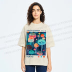 Unisex Yayoi Kusama Jellyfish Printed Washed Tee