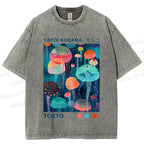 Unisex Yayoi Kusama Jellyfish Printed Washed Tee