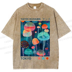 Unisex Yayoi Kusama Jellyfish Printed Washed Tee