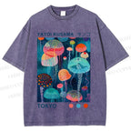 Unisex Yayoi Kusama Jellyfish Printed Washed Tee