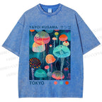 Unisex Yayoi Kusama Jellyfish Printed Washed Tee