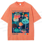 Unisex Yayoi Kusama Jellyfish Printed Washed Tee