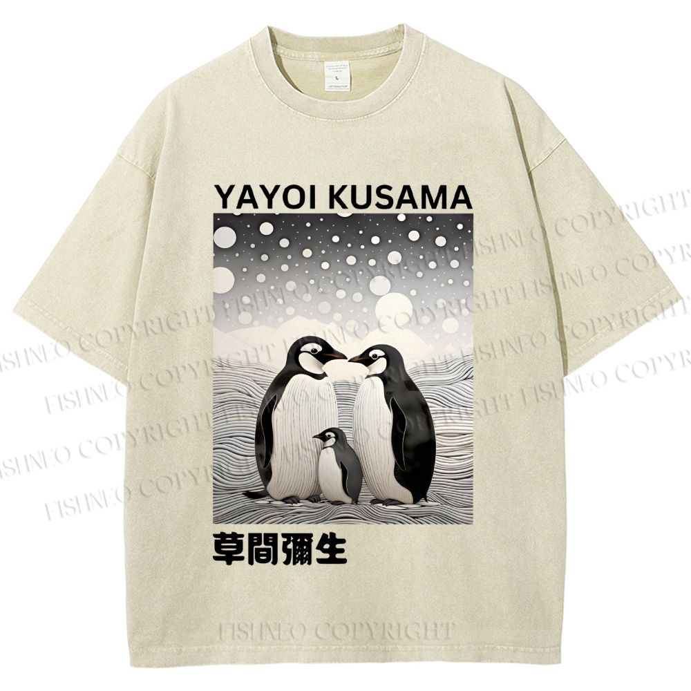 Unisex Yayoi Kusama Penguin Printed Washed Tee