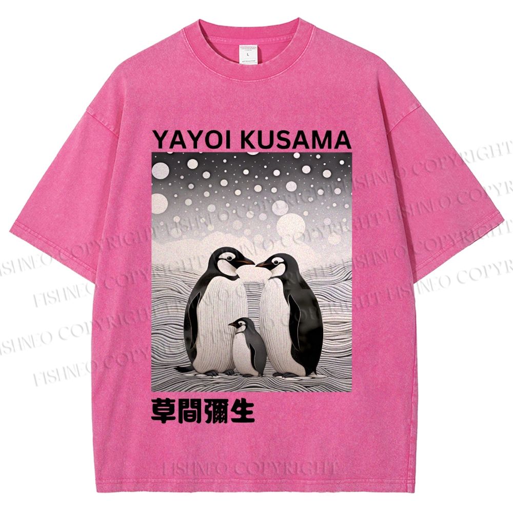 Unisex Yayoi Kusama Penguin Printed Washed Tee