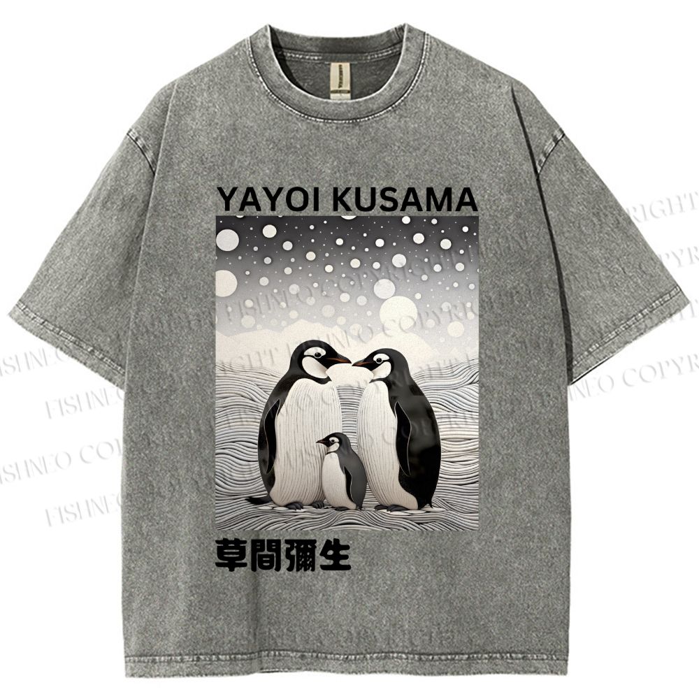 Unisex Yayoi Kusama Penguin Printed Washed Tee