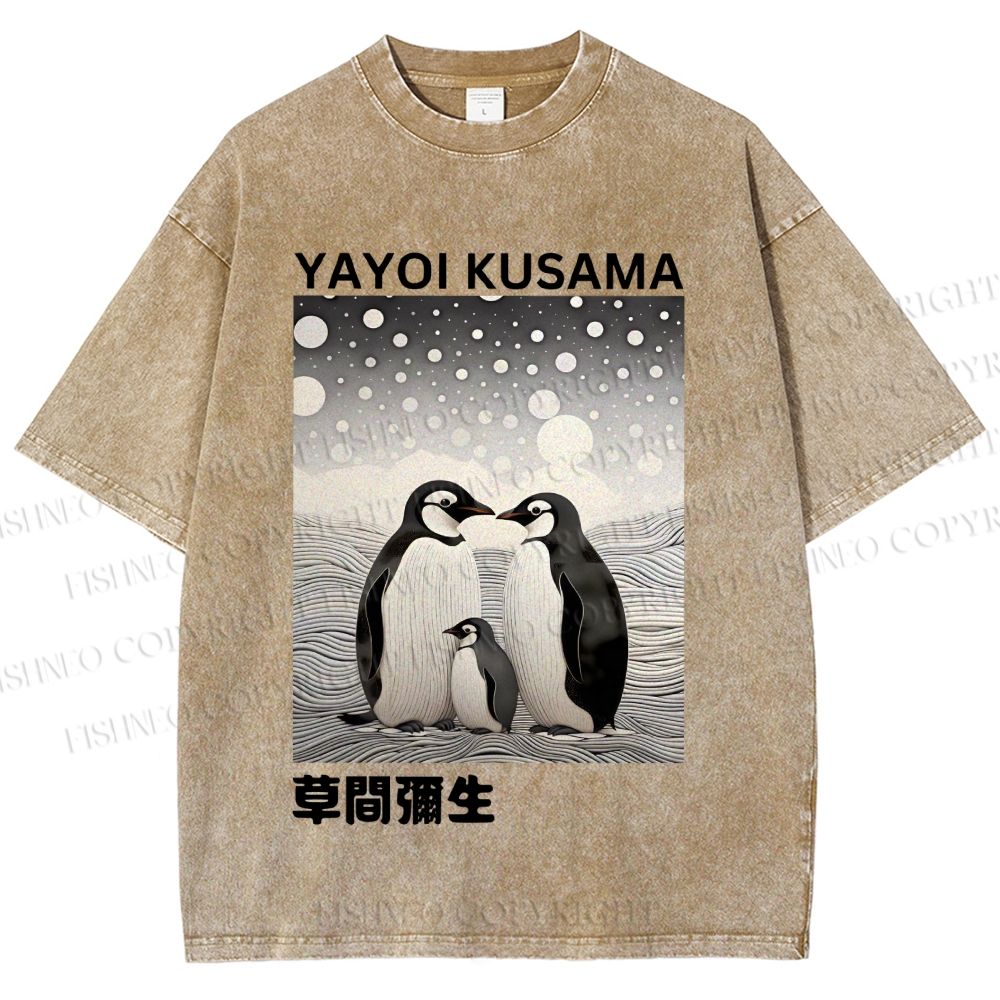 Unisex Yayoi Kusama Penguin Printed Washed Tee