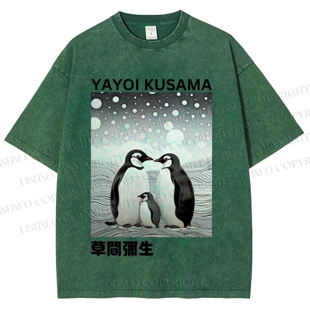 Unisex Yayoi Kusama Penguin Printed Washed Tee