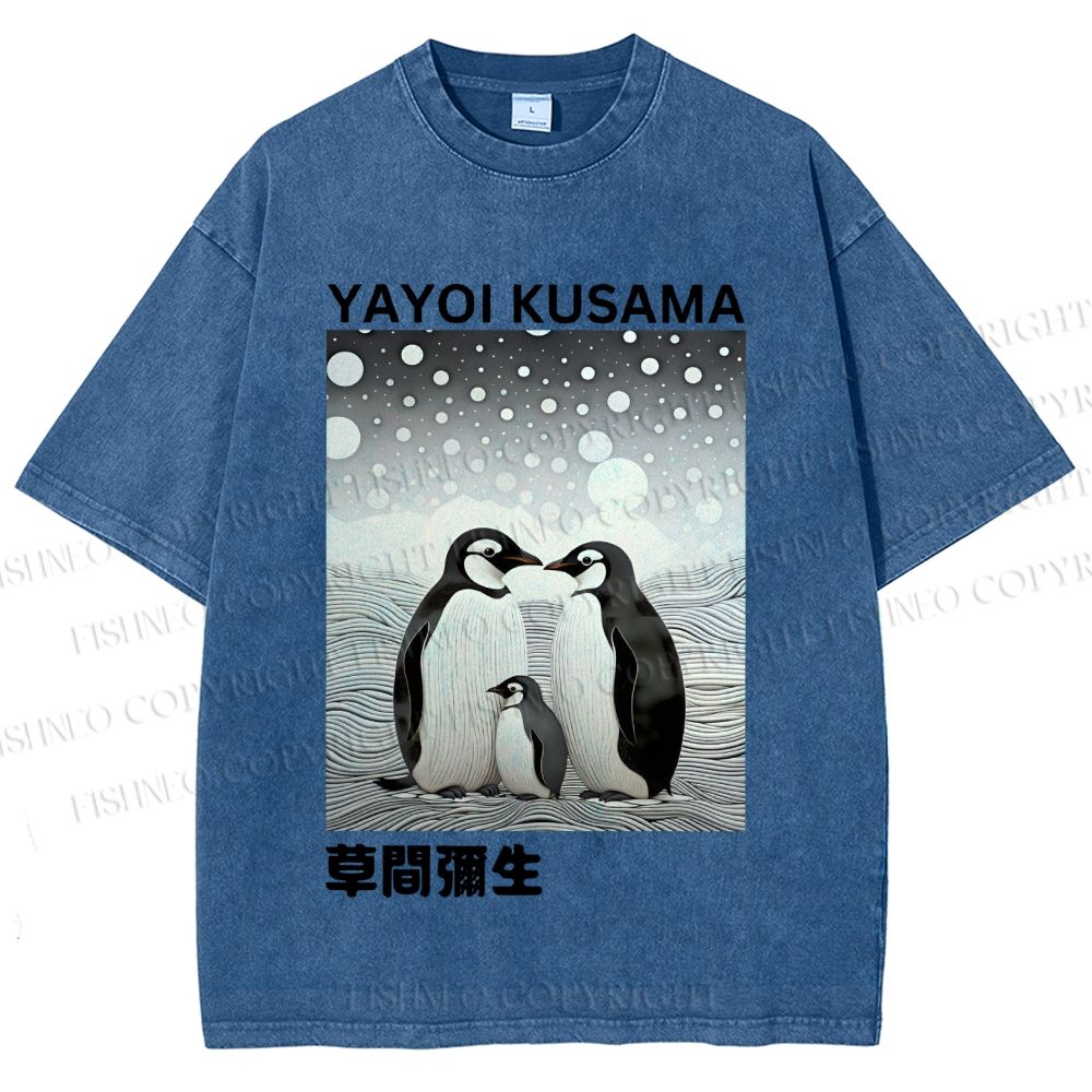 Unisex Yayoi Kusama Penguin Printed Washed Tee