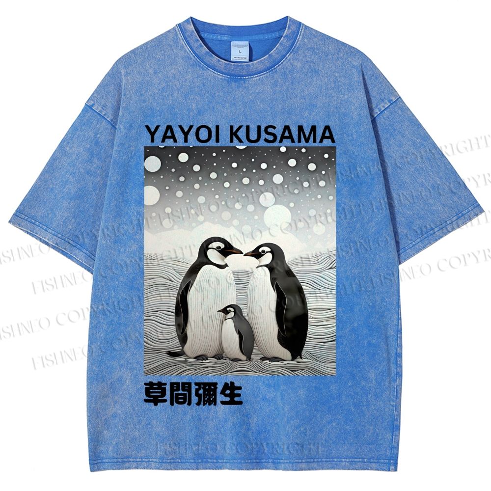 Unisex Yayoi Kusama Penguin Printed Washed Tee