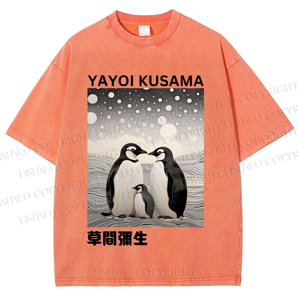 Unisex Yayoi Kusama Penguin Printed Washed Tee