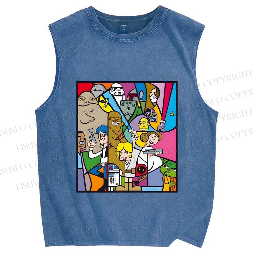 Unisex Star Wars Printed Washed Tank Top