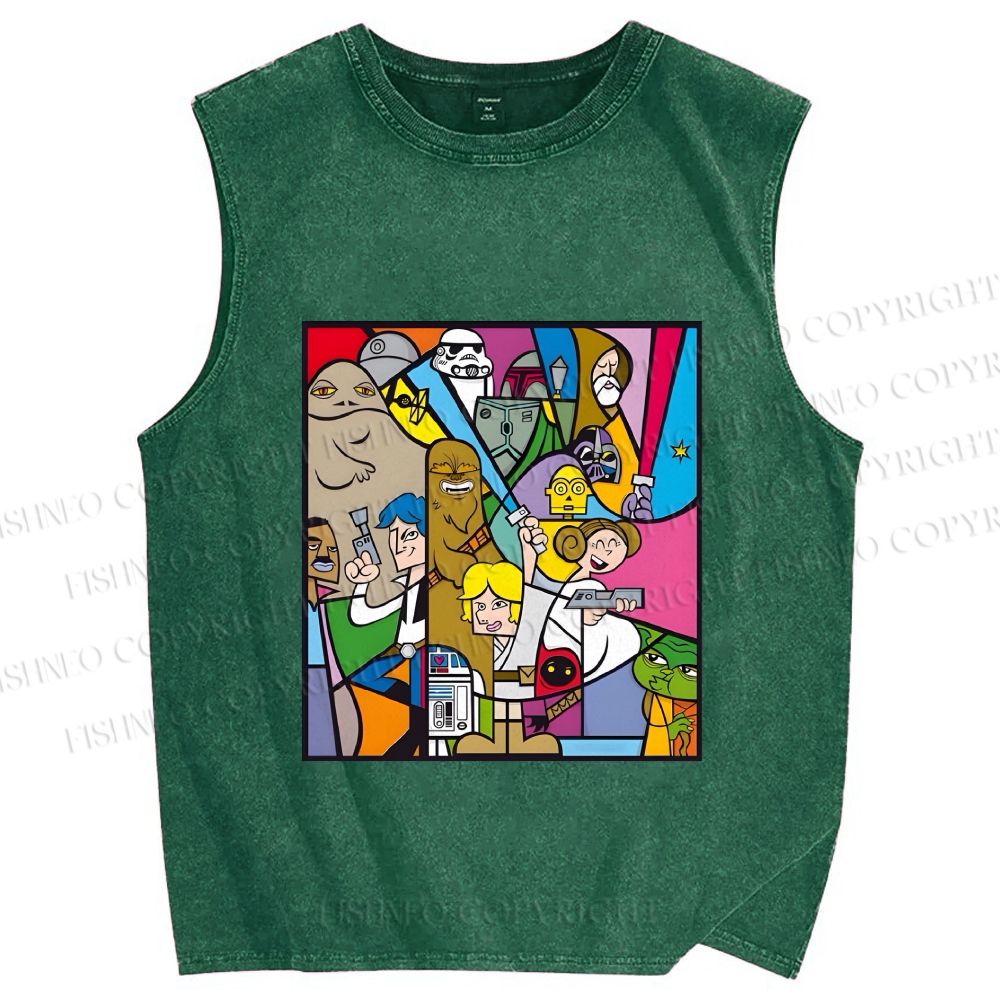 Unisex Star Wars Printed Washed Tank Top