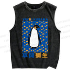 Unisex Yayoi Kusama Penguin Printed Washed Tank Top
