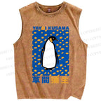 Unisex Yayoi Kusama Penguin Printed Washed Tank Top
